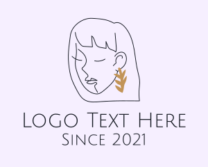 Jewel - Woman Leaf Earring logo design
