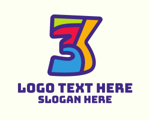Crafty - Colorful Number 3 logo design