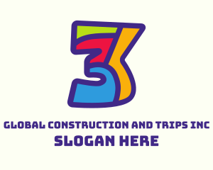 Fun - Colorful Number 3 logo design