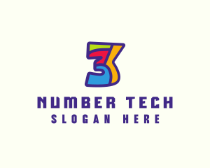 Number - Colorful Number 3 logo design