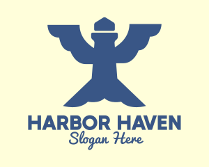 Harbor - Lighthouse Bird Wings logo design