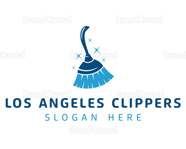 Blue Housekeeping Broom Logo