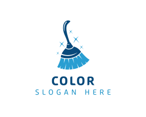 Blue Housekeeping Broom Logo