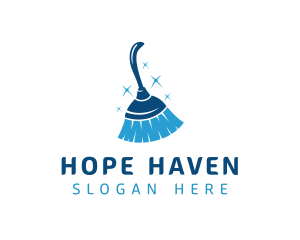 Blue Housekeeping Broom Logo