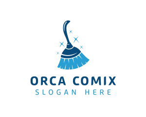 Clean - Blue Housekeeping Broom logo design