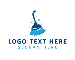 Service - Blue Housekeeping Broom logo design