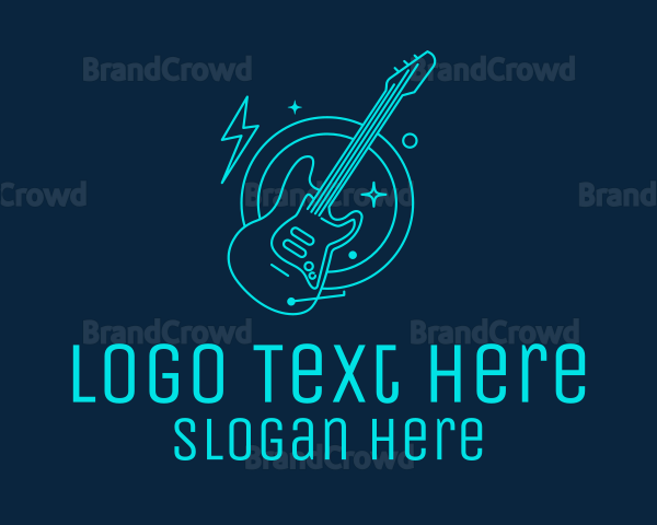 Neon Electric Guitar Logo