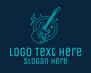 Music Lounge - Neon Electric Guitar logo design