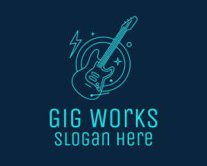 Gig - Neon Electric Guitar logo design