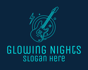 Neon Lights - Neon Electric Guitar logo design
