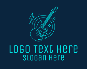 Concert - Neon Electric Guitar logo design