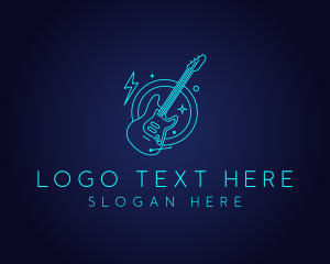 Concert - Neon Electric Guitar logo design