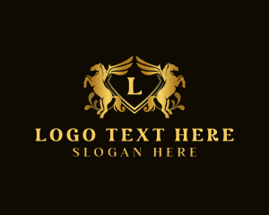 Unicorn - Luxury Shield Pegasus logo design