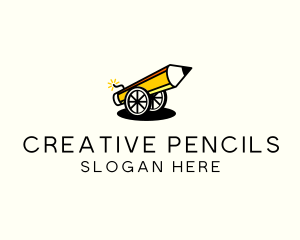 Pencil Firecracker Rocket logo design