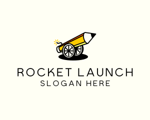 Pencil Firecracker Rocket logo design