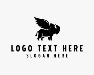 Steakhouse - Bison Wings Wildlife logo design