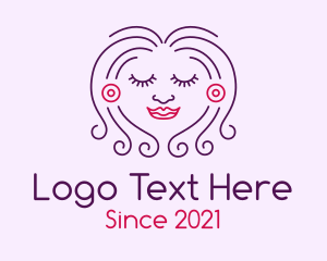 Hairstyling - Smiling Pretty Lady logo design