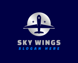 Travel Airplane Stars logo design