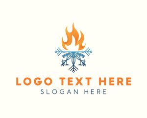 Heat - Fire Snowflake Heating logo design