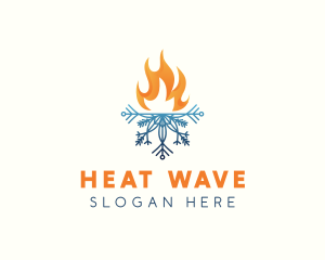 Heat - Fire Snowflake Heating logo design