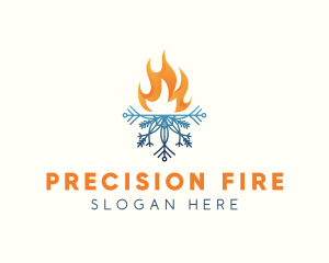 Fire Snowflake Heating logo design