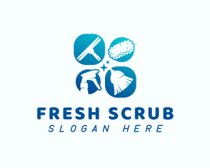 Scrub - Cleaning Tools Housekeeping logo design