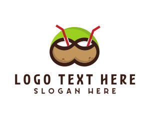 Hawaii - Double Coconut Drinks logo design