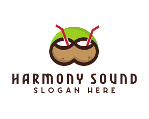 Hawaiian - Double Coconut Drinks logo design