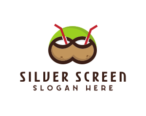 Straw - Double Coconut Drinks logo design