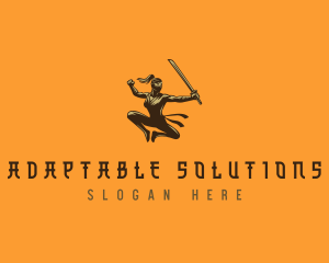 Flexible - Female Samurai Ninja logo design