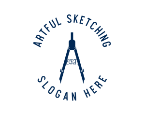 Sketching - Blue Technical Compass logo design