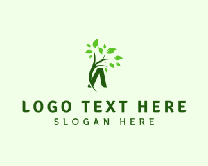 Eco Friendly - Letter A Leaf Branch logo design