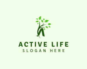 Organic Product - Letter A Leaf Branch logo design