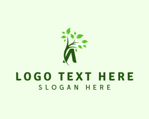 Planter - Letter A Leaf Branch logo design