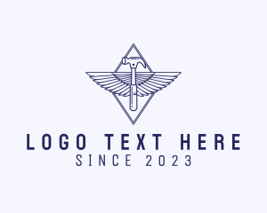 Tool - Carpentry Hammer Wings logo design