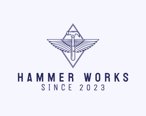 Hammer - Carpentry Hammer Wings logo design