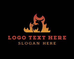 Bbq - Flaming Cow Grill logo design