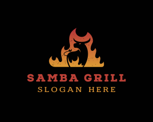 Flaming Cow Grill logo design