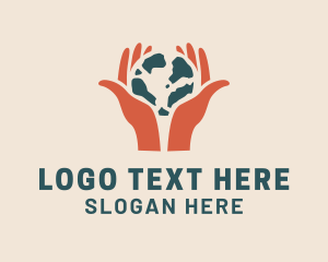 Humanitarian - Globe Hand Foundation logo design