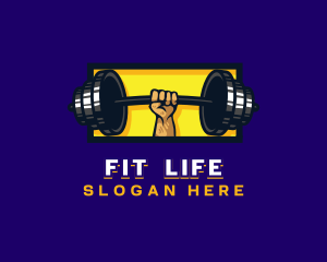 Weightlifting Barbell Fitness logo design