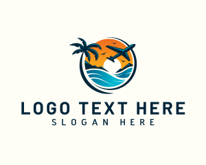 Beach - Tourist Airplane Travel logo design