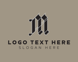 Gothic - Classic Calligraphy Letter M logo design