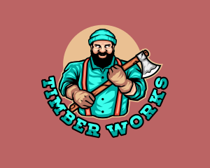 Axe Logger Lumberjack  logo design