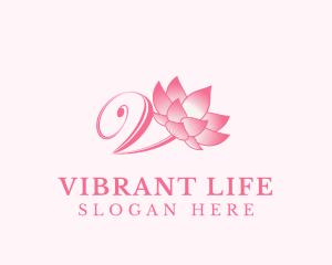 Organic Lotus Letter V logo design