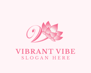 Organic Lotus Letter V logo design