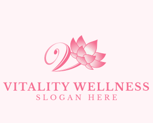 Organic Lotus Letter V logo design