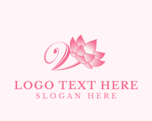 Life - Organic Lotus Letter V logo design