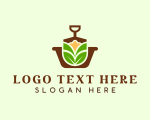 Horticulture - Shovel Pot Plant logo design