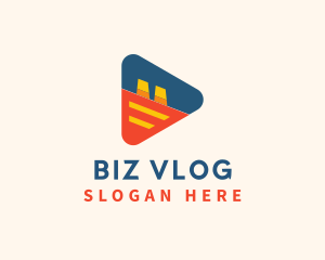 Vlog - Factory Media Player logo design