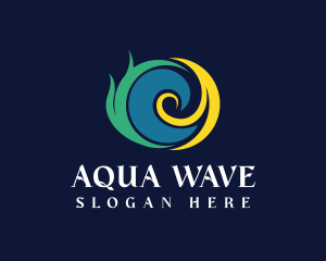 Beach Spiral Wave logo design